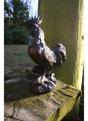 Hahn Tierfiguren in Bronze-Optik, hochwertig detailgetreue Tier Huhn