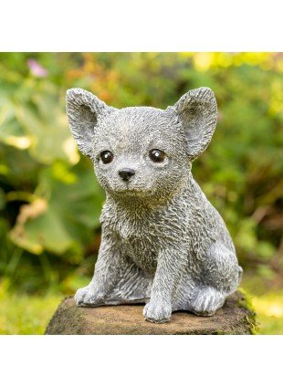 Chi Hua Hua klein| Steinguss, grau| H 15,5cm x T 8,5cm