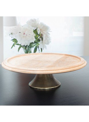 Kuchenplatte, Sockel | Holz, Messing | H25,0xB30,0 cm