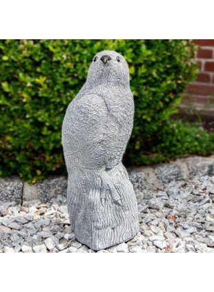 Falke, Skulptur, groß, sitzend | Stein, Grau | H 40,0 x B 14,0 cm