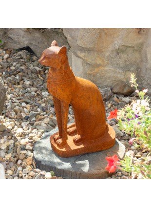 Bastet, Ägyptische Katzen- Skulptur, Katzenfigur aus Gusseisen, wie Antik