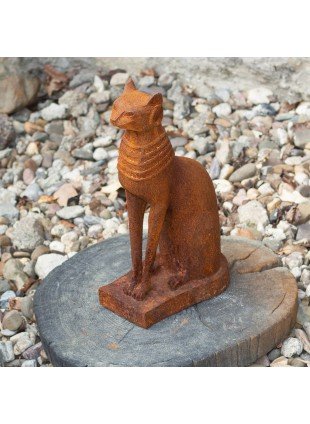 Ägyptische Katzen- Skulptur, Bastet, Katzenfigur aus Gusseisen, wie Antik