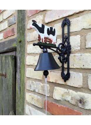 Ländliche Gartenglocke, kunsthandwerkliche Türglocke klangvoll, Glocke mit Kuh 