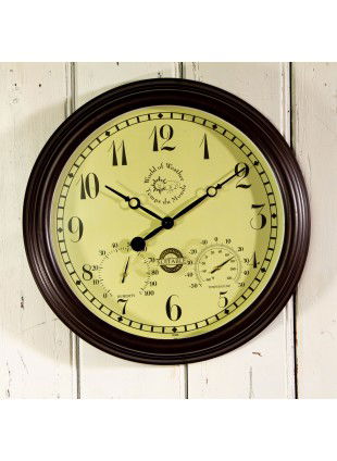 Gartenuhr, Vintage-Look, Gross, Antikbraun, batteriebetrieben