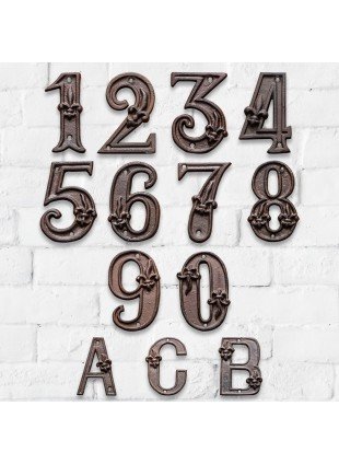Rustikale Ziffern als Hausnummer, Zahlen für die Wand, Hausnummern Flora-Eisen