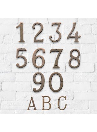 Hausnummern in Antik-Messing, stilvolle Zahlen - historische Schrift