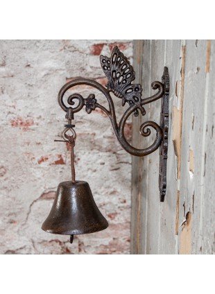 Stilvolle Glocke mit Schmetterling, Haustürglocke wie antik, im Landhausstil