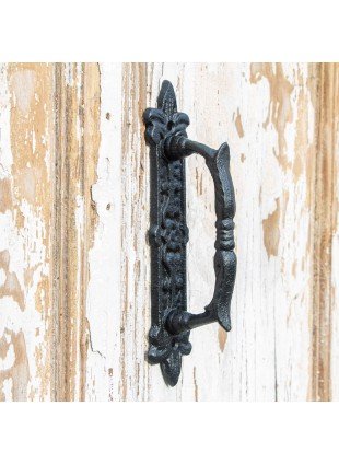 Griff für Gartentür oder Stalltür, Türgriff Lilie | Eisen, schwarz | H22,2xB5,0cm
