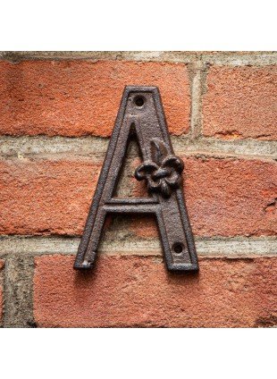 Stilvoller Buchstabe "A" für Hauswand, Hausnummer | Eisen, Braun | H12,0xB8,0cm
