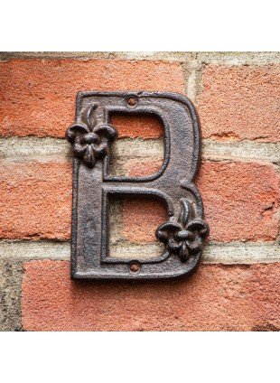 Stilvoller Buchstabe "B" für Hauswand, Hausnummer | Eisen, Braun | H12,0xB8,0cm