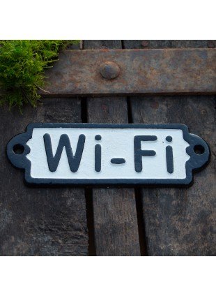 Schild Eisen Gusseisen "Wi-Fi" Internet W-Lan Cafe Bistro | H 5,0 x B 15,0 cm 