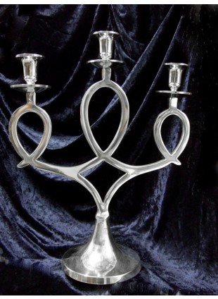 Kerzenhalter Silber-Schleife, ein formschöner Design Kerzenleuchter, Nickel 