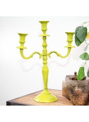Kerzenhalter, 3 Kerzen, Chabby Chic, lackiert  | Eisen, Grün | H38,0xB28,5 cm