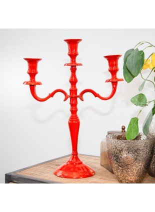 Kerzenhalter, 3 Kerzen, Chabby Chic, lackiert  | Eisen, Orange | H38,0xB28,5 cm