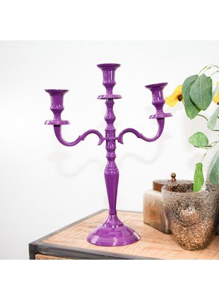 Kerzenhalter, 3 Kerzen, Chabby Chic, lackiert  | Eisen, Violett | H38,0xB28,5 cm