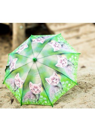 Schirm mit Katzenmotiv, Kinderregenschirm, Regenschirm mit Katzenjunges Kätzchen