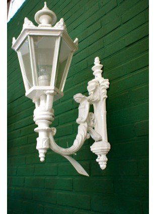 Außenleuchte weiß, Wandlampe wie Gründerzeit, rostfrei ALU, Madrid S, H 65 cm