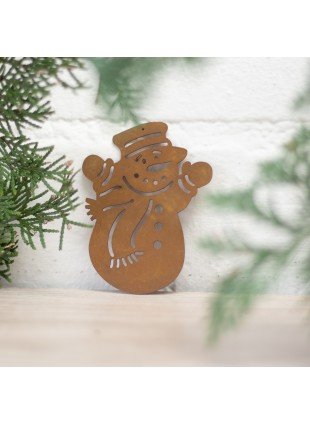 Kleiner Schneemann, Fensterdeko, Advents- und Weihnachtsschmuck in Edelrost 