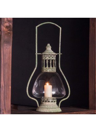 Große Laterne aus aged Metall - Windlicht im Vintagelook, Kerzenhalter Shabby