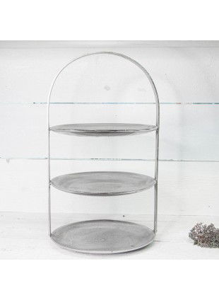 Etagere 3-stufig rund - Aluminium, silber