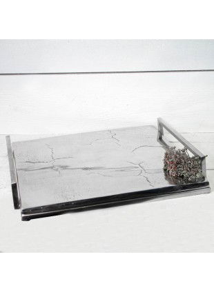 Tablett rechteckig | Aluminium, silber | H 7 × B 43 × T 44 cm
