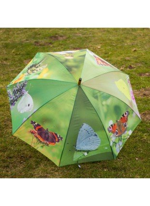 Regenschirm mit Schmetterlingen, Stockschirm mit Öffnungsautomatik