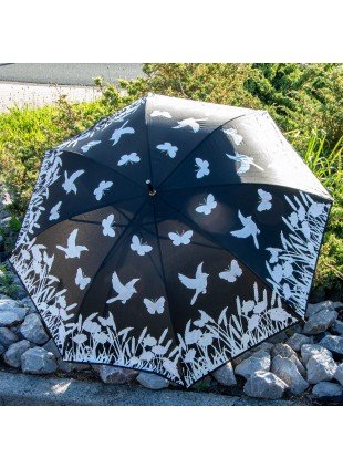 Regenschirm mit Vögel, Farbverändernd im Regen, Stockschirm, Öffnungsautomatik