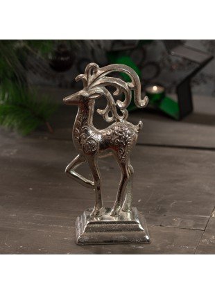 Rentier Figur, Silber, Aluminiumfigur, Tiere, Tierfiguren, Dekoration 