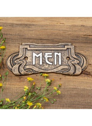 Schild "Men", Herren-WC-Schild, Toilettenschild, Jugendstil, Gusseisen