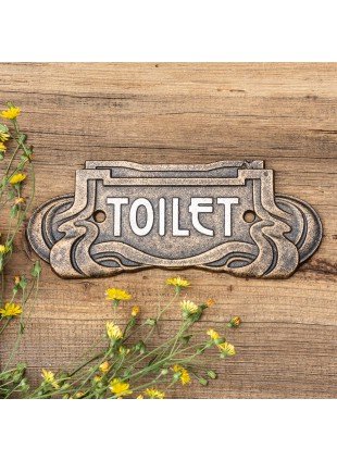 Schild "Toilet", WC-Schild aus Gusseisen, Toilettenschild im Jugendstil