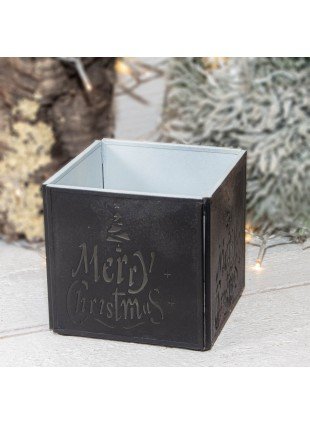 Teelichthalter, Metall, Weihnachtsdeko | Eisen, schwarz | H10,5xB10,5 cm