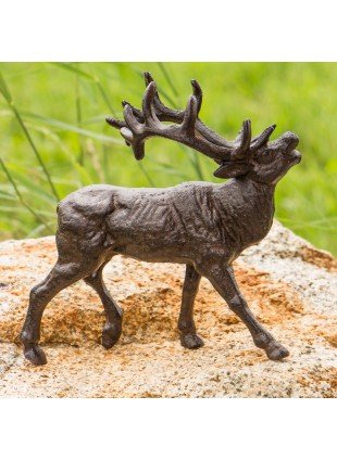 Braunlackierter Hirsch aus Gusseisen, Skulptur als Geschenk für Simse und Regale