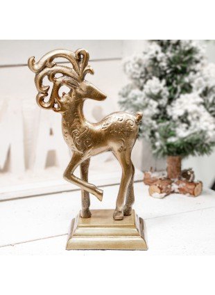 Rentier Figur, Blick, Weihnachtsdeko | Aluminium, Gold farbend | H26,5xB16,0cm