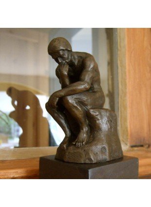 Skulptur Der Denker, original Bronze Figuren hochwertige Schreibtisch Skulpturen