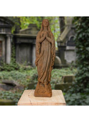 Madonnaskulptur, Maria Statue aus Steinguss, Marien-Skulptur, in Rost-Optik