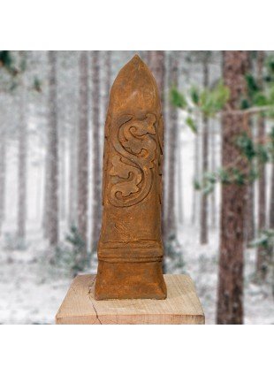 Obelisk, Rost-Optik, keltisches Muster, Garten Dekoration, Wegfiguren, Steinguss