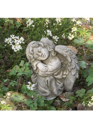 Süßes schlafendes Engelchen aus Stein wetterfest - Engel Figur Garten Skulpturen
