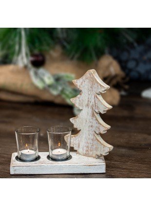 Teelichtgläser, Tannenbaum, Kerzenständer, Weiß, Weihnachtszeit