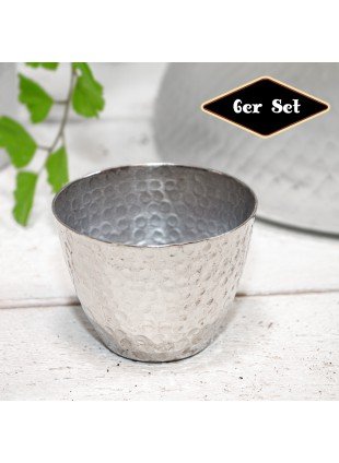 Teelichtset, 6er, Vasen, Struktur | Eisen, Silber | H 6,5 x B 8,5 cm