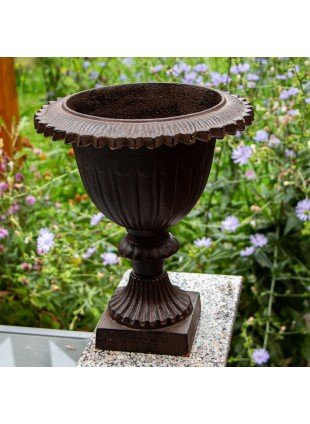 Französische Vase aus Gusseisen, Braun, Groß
