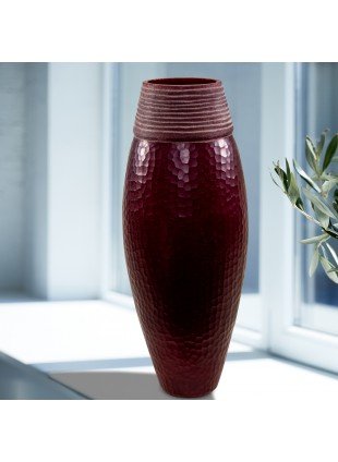 Blumenvase, Glas, Groß, Chabby Chic | Glas, Rot | H 39,0 x B 16,0 cm