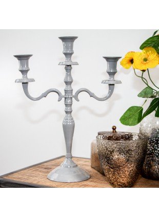 Kerzenhalter, 3 Kerzen, Chabby Chic, lackiert  | Eisen, Grau | H38,0xB28,5 cm