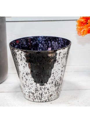 Blumenvase. Dekoration, Glas, Chabby Chic | Glas, Silber | H 19,0 x B 20,0 cm
