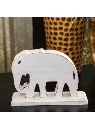 Holzfigur, Elefant, Weiß, Tiere, Tierfiguren, Dekoration