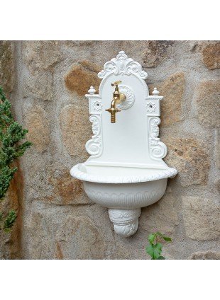 Waschbecken mit Gartenschlauchanschluss Gartenbrunnen Wandbrunnen Wasserhahn ¾“