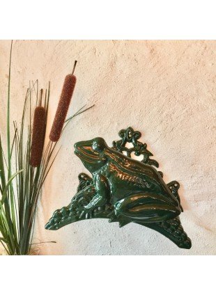 Schlauchhalter edel- mit Frosch in stilvollem Grün - Schlauch Aufwicklung Wand 
