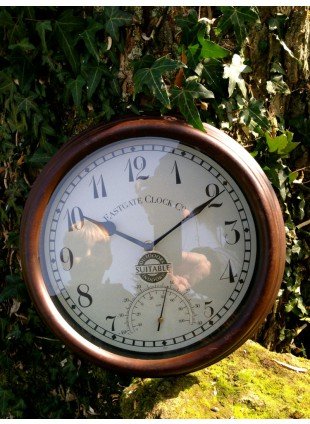 Uhr im Stil einer Bahnhofsuhr, innen+aussen, Küchenuhr mit Thermometer -40 Grad
