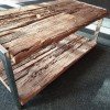 Sideboard niedrig - Zwei Flächen - moderne Nostalgie - Used Holz Optik mit verchromten Gestell